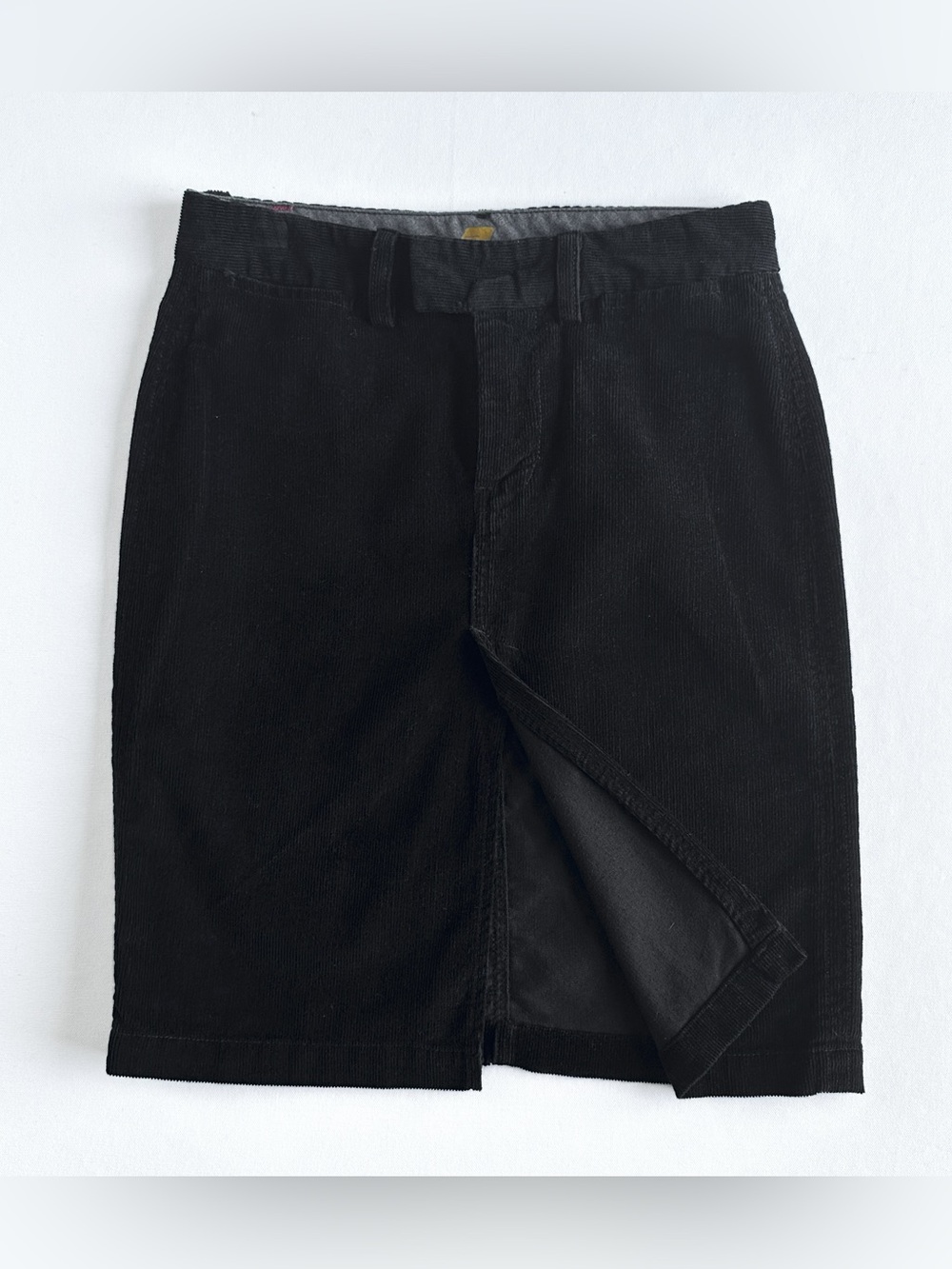 Archival 00s Vintage 7 For All Mankind Black Corduroy 100% Cotton Pencil Skirt